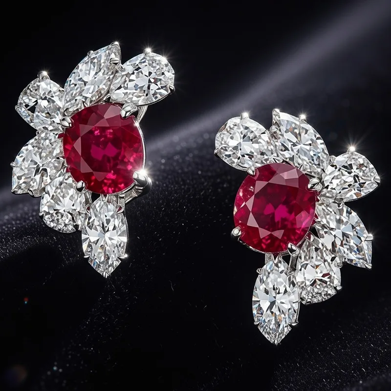 10.34ct No-Heat Burmese Ruby & Diamond Earrings GRS & Gübelin Certified 32 10.34ct No-Heat Burmese Ruby & Diamond Earrings GRS & Gübelin Certified