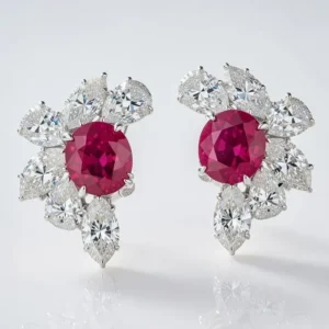 10.34ct No-Heat Burmese Ruby & Diamond Earrings GRS & Gübelin Certified