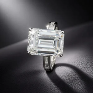 Rare Platinum 10.01ct Emerald Cut Diamond and Diamond Engagement Ring 4 Rare Platinum 10.01ct Emerald Cut Diamond and Diamond Engagement Ring