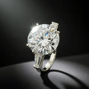 Platinum 9.43ct Round Brilliant Cut Diamond and Diamond Engagement Ring