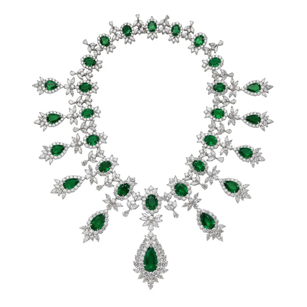 Platinum, 144.07ctw Zambian Emerald and Diamond Necklace 31 Platinum, 144.07ctw Zambian Emerald and Diamond Necklace