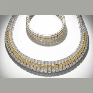 Legendary Platinum Gold Yellow Diamond and Diamond Parure 7.5in