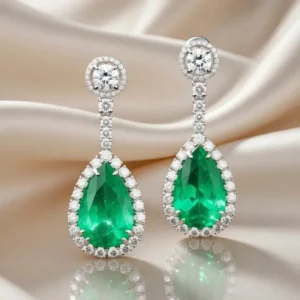 Platinum, 39.90ct Colombian Emerald and Diamond Drop Earrings