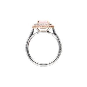 Platinum Rose Gold 2.06ct Radiant Cut Fancy Pink Diamond and Diamond Ring
