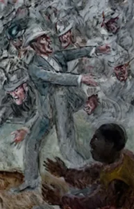 'Cock Fight in Cuba' original Regionalist painting signed by John Steuart Curry 1946