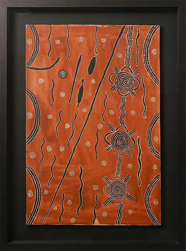 Kaapa Mbitjana Tjampitjinpa "Man and Women’s Snake and Bush Tucker Dreaming" 1971