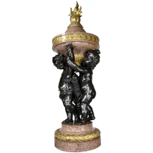 René Rozet Monumental Pair French 19th Century Putto Flambeaux Urns Torchere Urn Sculptures Circa: 1894