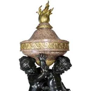 René Rozet Monumental Pair French 19th Century Putto Flambeaux Urns Torchere Urn Sculptures Circa: 1894