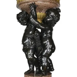 René Rozet Monumental Pair French 19th Century Putto Flambeaux Urns Torchere Urn Sculptures Circa: 1894