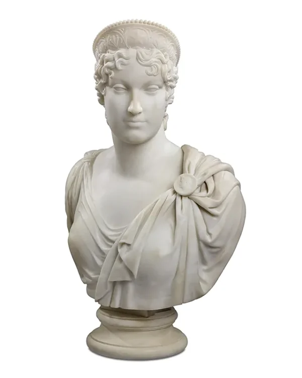 Pair of Carrara Marble Busts of the Emperor Napoleon and Empress Marie Louise Circa 1807-10