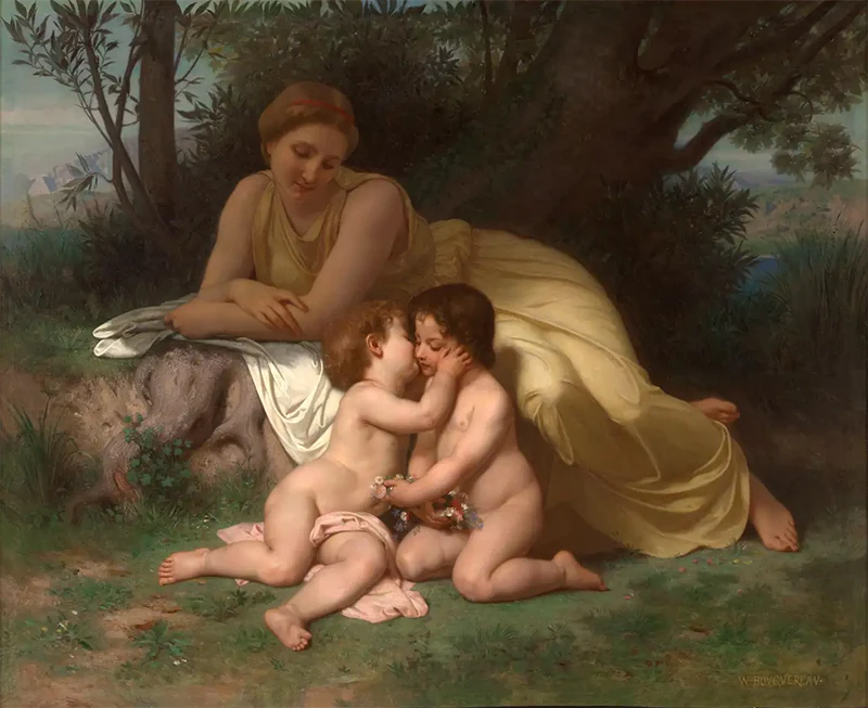 Young Mother Contemplating Two Embracing Children by William-Adolphe Bouguereau 1861 26 Young Mother Contemplating Two Embracing Children by William-Adolphe Bouguereau 1861