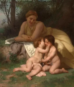 Young Mother Contemplating Two Embracing Children by William-Adolphe Bouguereau 1861 10 Young Mother Contemplating Two Embracing Children by William-Adolphe Bouguereau 1861