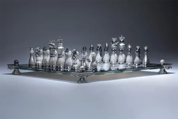 Pearl Royale Chess Set 14K White Gold & Diamonds Ed. of 3 by Colin Burn