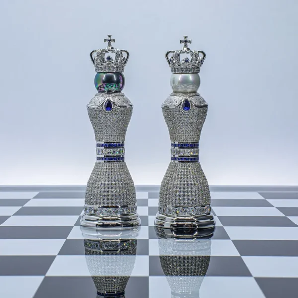 Pearl Royale Chess Set 14K White Gold & Diamonds Ed. of 3 by Colin Burn