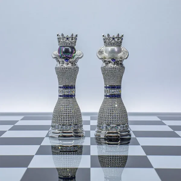 Pearl Royale Chess Set 14K White Gold & Diamonds Ed. of 3 by Colin Burn