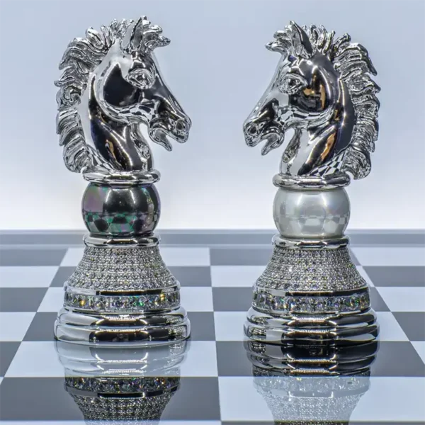 Pearl Royale Chess Set 14K White Gold & Diamonds Ed. of 3 by Colin Burn