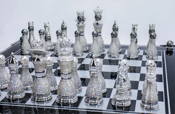 Pearl Royale Chess Set 14K White Gold & Diamonds Ed. of 3 by Colin Burn