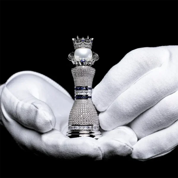 Pearl Royale Chess Set 14K White Gold & Diamonds Ed. of 3 by Colin Burn
