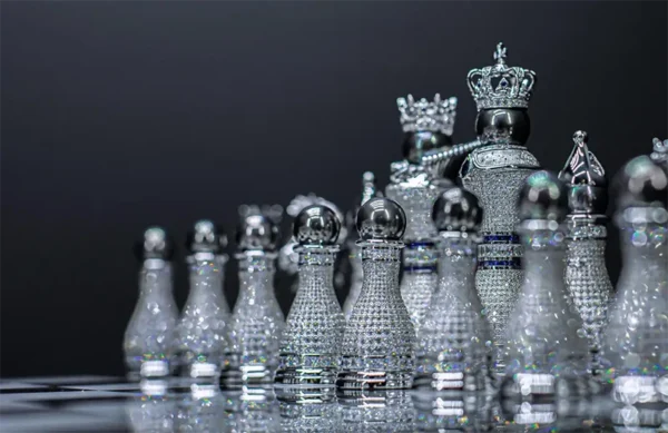 Pearl Royale Chess Set 14K White Gold & Diamonds Ed. of 3 by Colin Burn
