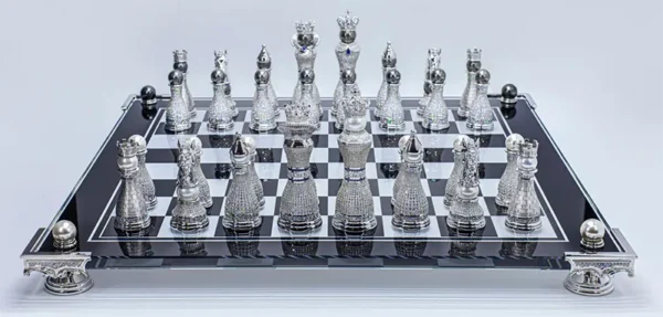 Pearl Royale Chess Set 14K White Gold & Diamonds Ed. of 3 by Colin Burn