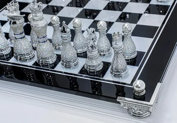 Pearl Royale Chess Set 14K White Gold & Diamonds Ed. of 3 by Colin Burn