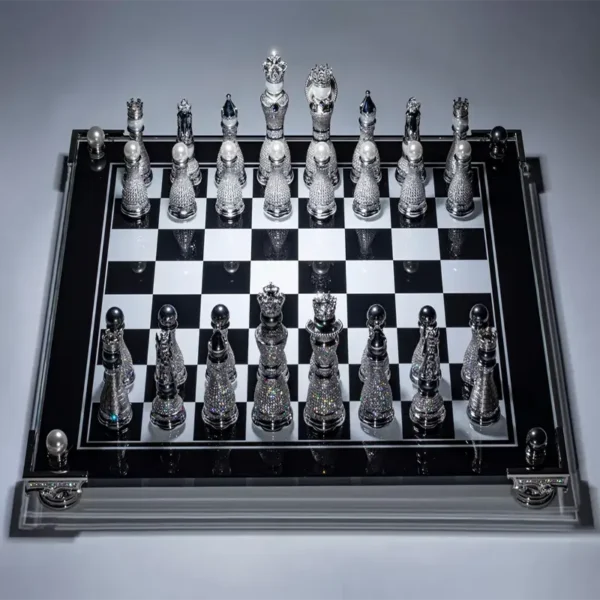 Pearl Royale Chess Set 14K White Gold & Diamonds Ed. of 3 by Colin Burn