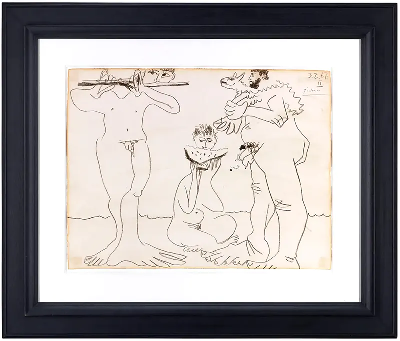 Exquisite Pablo Picasso Homme à l'agneau mangeur de pastèque et flûtiste Executed on 3 February 1967 31 Pablo Picasso Homme à l'agneau mangeur de pastèque et flûtiste Executed on 3 February 1967