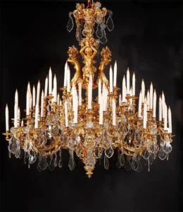 Exceptional Crystal and Bronze Chandelier L-A Marquis France 1860