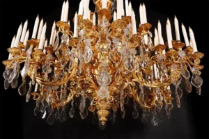 Exceptional Crystal and Bronze Chandelier L-A Marquis France 1860
