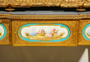 Important Rare French Ormolu Sevres Style Porcelain Jewelry Box on Bronze Table 1880 14 Important Rare French Ormolu Sevres Style Porcelain Jewelry Box on Bronze Table