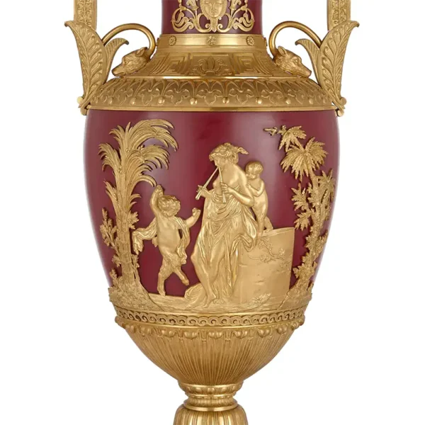 Pair of Important Russian Gilt Bronze and Metal Vases 1820
