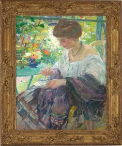 Young Woman in Interior by Richard E. Miller Circa 1910