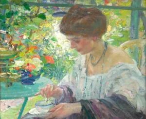 Young Woman in Interior by Richard E. Miller Circa 1910