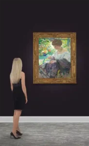 Young Woman in Interior by Richard E. Miller Circa 1910