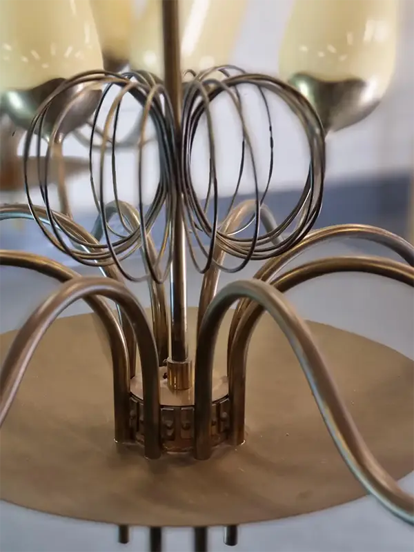 Genuine Paavo Tynell Pair Of Commissioned Chandeliers Brass & Glass Taito Oy 1950s 5 Paavo Tynell Pair Of Commissioned Chandeliers Brass & Glass Taito Oy 1950s