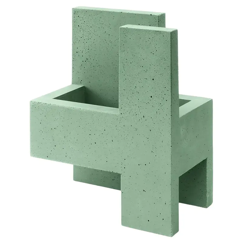 Exquisite Chandigarh IV Mint Green Design Vase Paolo Giordano Cement Cast 21c 2 Chandigarh IV Mint Green Design Vase Paolo Giordano Cement Cast