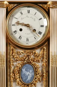 Important Five Pieces Marble and Gilded Bronze Clock Set France 1860