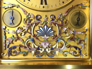 Massive 1880 Antique Ormolu Bronze Enameled Automaton Musical Bracket Clock