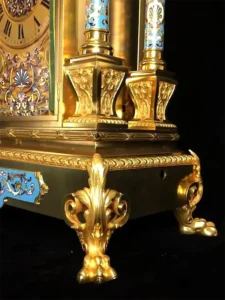 Massive 1880 Antique Ormolu Bronze Enameled Automaton Musical Bracket Clock