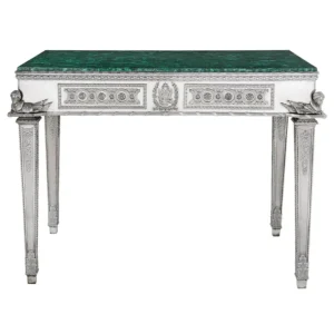 Russian Malachite and Silver Table by Imperial Silversmiths the Grachev Brothers 1884