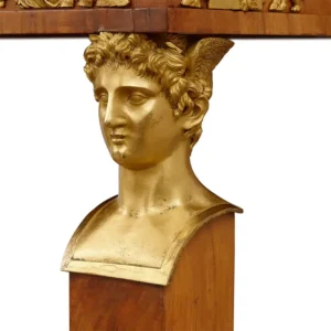 Important and Very Rare Pair of Micromosaic Malachite and Walnut Console Tables 1820