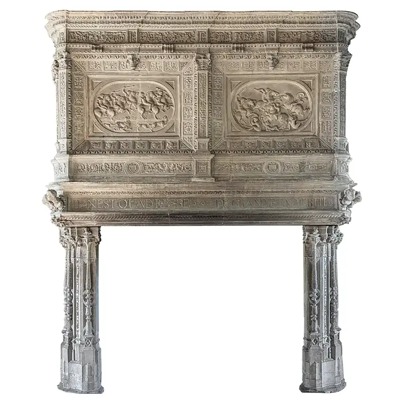 Neo-Renaissance Period Stone Fireplace Dated 1534 30 Neo-Renaissance Period Stone Fireplace Dated 1534