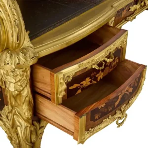 Antique French Marquetry Ormolu and Jasperware Bureau du Roi by Beurdeley 1890
