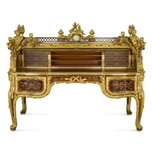 Antique French Marquetry Ormolu and Jasperware Bureau du Roi by Beurdeley 1890