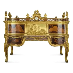 Antique French Marquetry Ormolu and Jasperware Bureau du Roi by Beurdeley 1890
