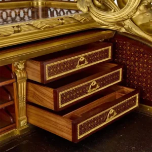 Antique French Marquetry Ormolu and Jasperware Bureau du Roi by Beurdeley 1890