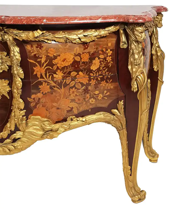 Exquisite Louis XV Style Ormolu-Mounted & Marquetry Commode François Linke Leon Messagé 1910 4 Louis XV Style Ormolu-Mounted & Marquetry Commode François Linke Leon Messagé 1910