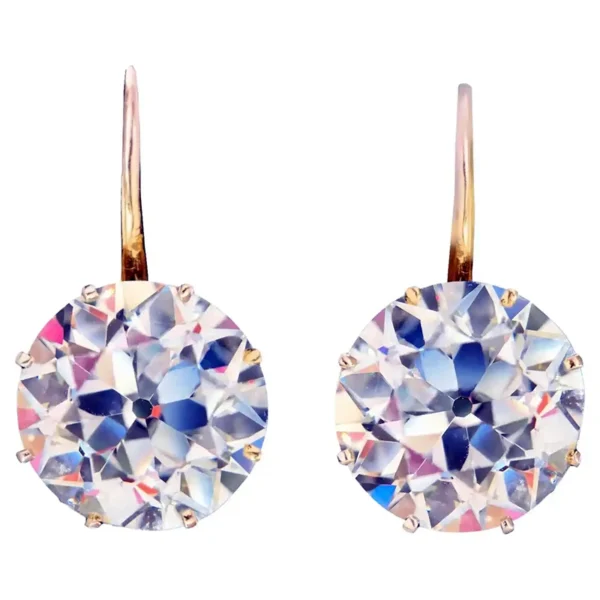 Old European GIA Ct. 20.55 Diamond Dangle Earrings