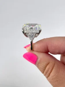 J. Birnbach 18.04 Carat Emerald Cut Diamond Engagement Ring with Trillions