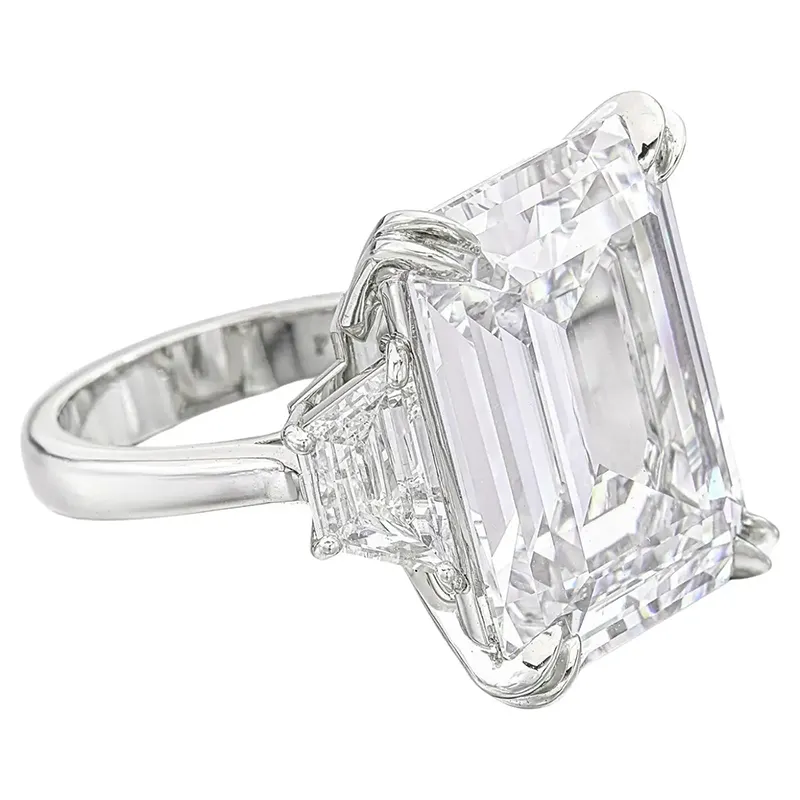 GIA Certified 10.40 Carat Emerald Cut Diamond Ring with Trapezoid Diamond 1 GIA Certified 10.40 Carat Emerald Cut Diamond Ring with Trapezoid Diamond